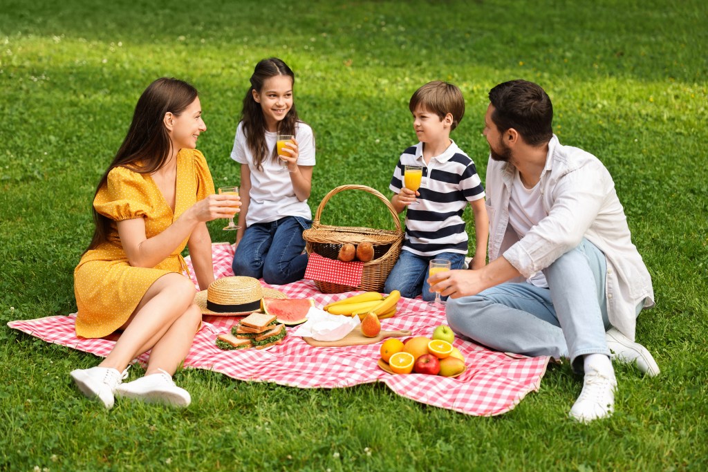 anadian family enjoying outdoor activities at a park